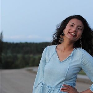 Sky blue v-neck dress